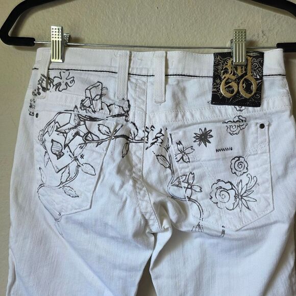 NWT Miss Sixty White And Black Tattoo Print Skinny Jeans With Zippers Size 25 - Picture 5 of 13